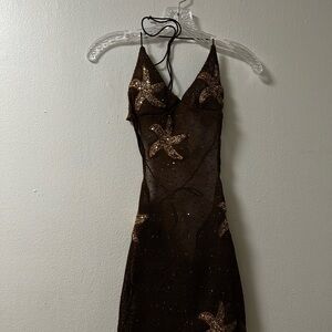 SHEIN Brown Backless Starfish Dress
